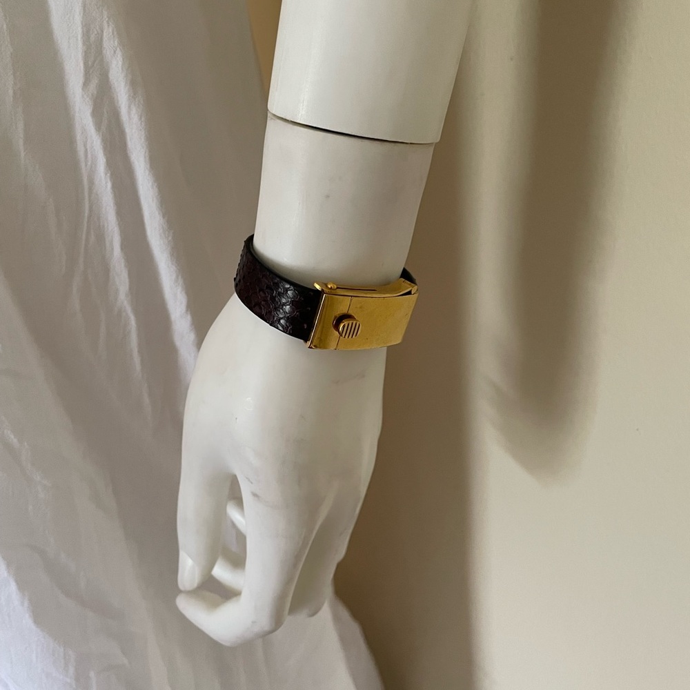 Celine Python Gold-Plated/ Brass Thin Cuff - image 1